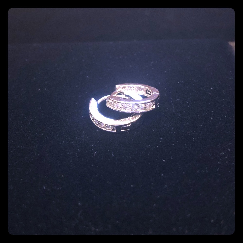 Sterling & Crystal Hoop Earrings